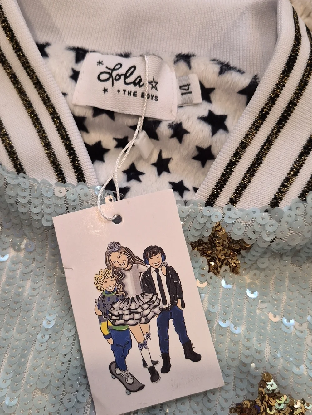 Lola and The Boys Galaxy Sequin Bomber Jacket